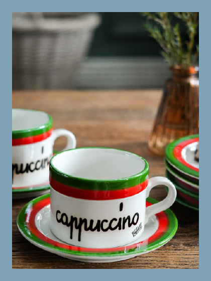 Cappucino cups on a table