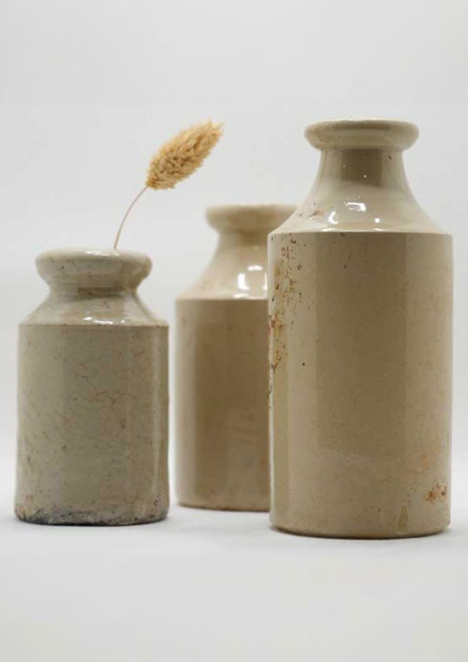 Pre-Loved - Mini Stoneware Vases 1 - Set Of 3