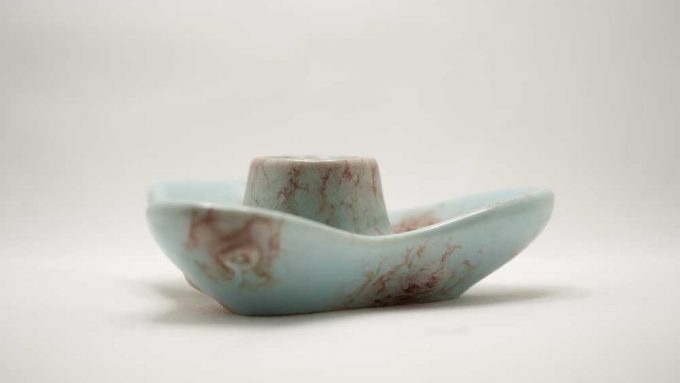 A duck egg blue 3 pointed candle holder