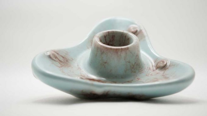 A duck egg blue 3 pointed candle holder