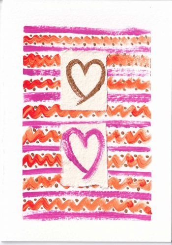 pink and purple stripes behind love hearts