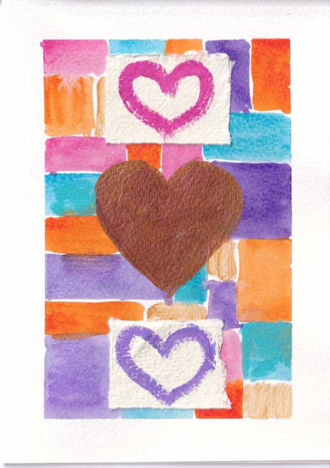 pink and purple stripes behind love hearts by the herringbone studio