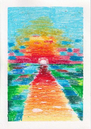A colourful sunset created by using crayons by MMR