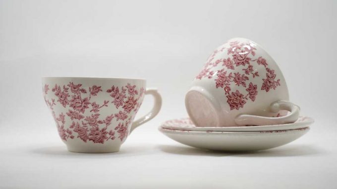 Red and white broadhurst cups and saucers