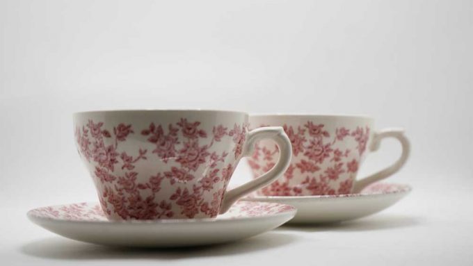 Red and white broadhurst cups and saucers