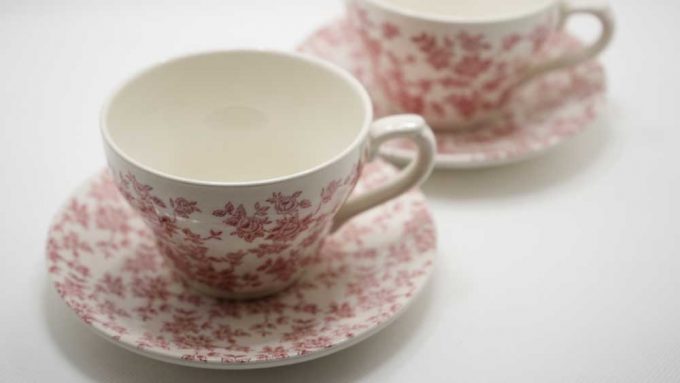 Red and white broadhurst cups and saucers