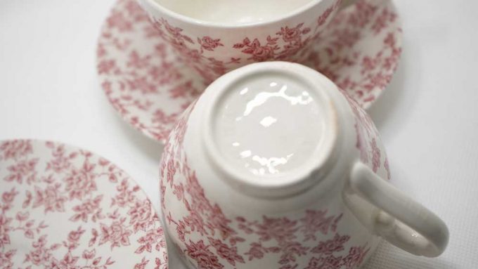Red and white broadhurst cups and saucers