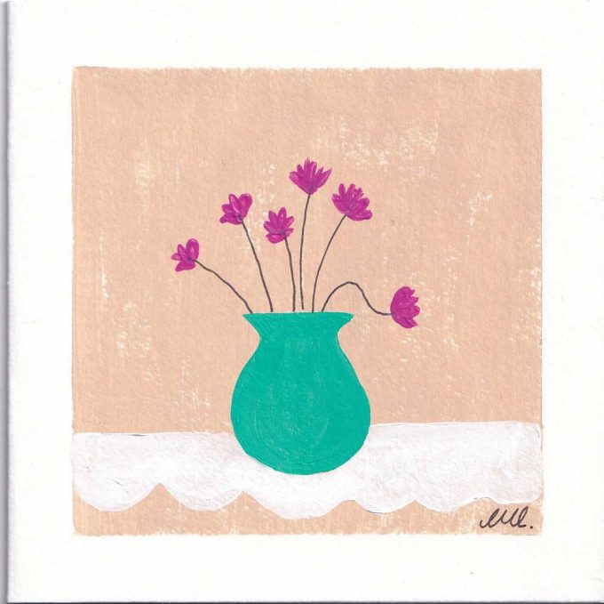 A selection of flower vases painted by Charlotte Rahman