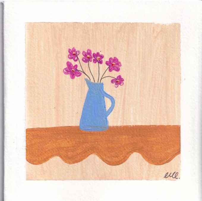 A selection of flower vases painted by Charlotte Rahman