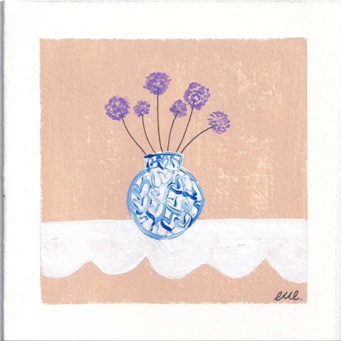 A selection of flower vases painted by Charlotte Rahman