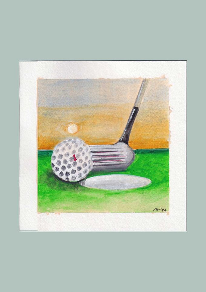 Sunset Golfer - 14x14cm Card