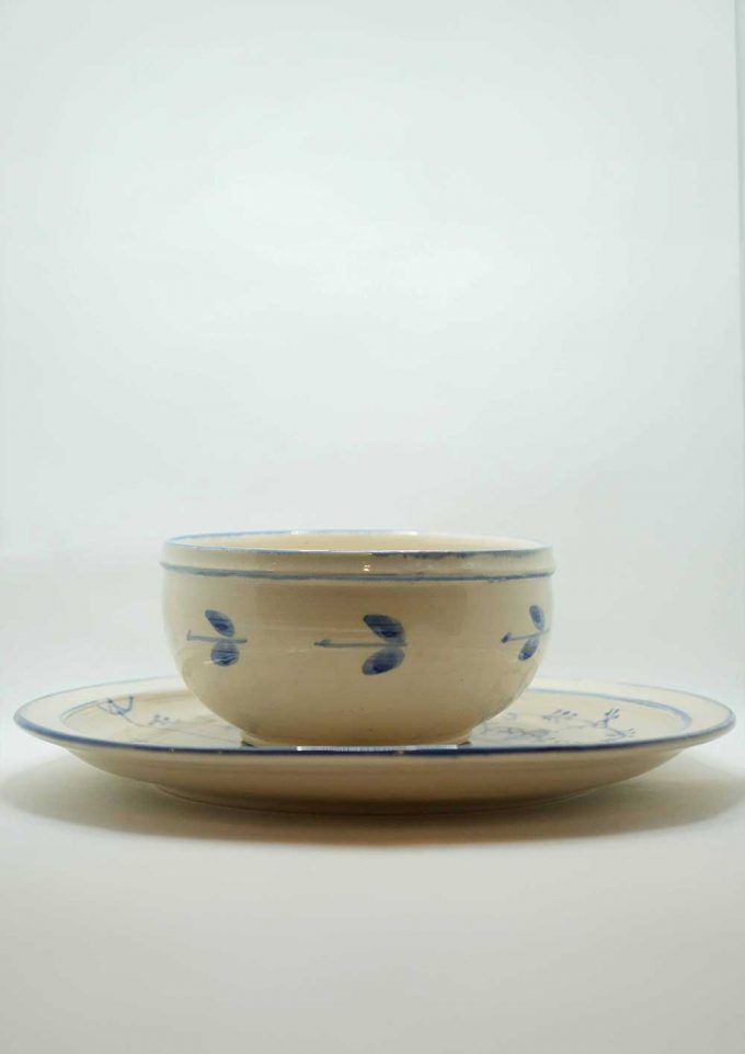 Beautiful blue and white plate and bowl set