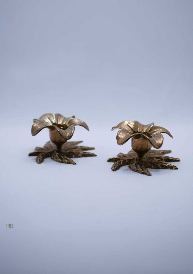 Vintage brass flower candle sticks